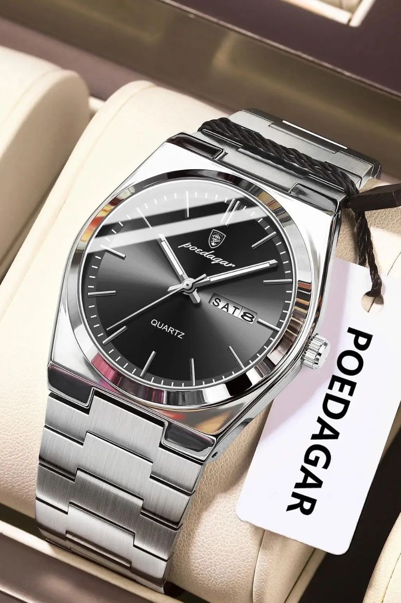 POEDAGAR 930 Wrist Watch - Silver Black