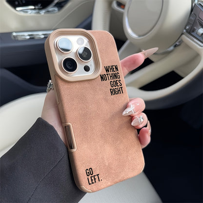 Stylish Black English Faux Leather iPhone Case Shockproof Cover