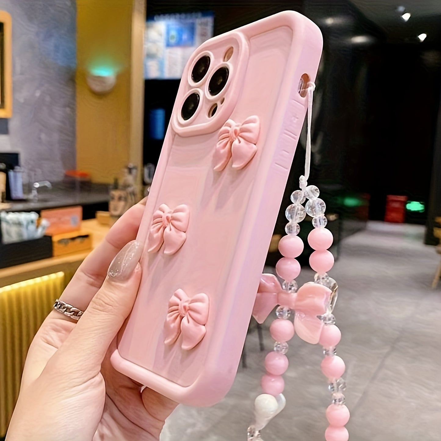 Pink 3D Bow Bracelet  iPhone Case Shockproof Cover