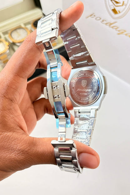 POEDAGAR 789 Wrist Watch - Silver Black
