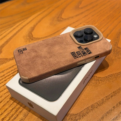Stylish Black English Faux Leather iPhone Case Shockproof Cover