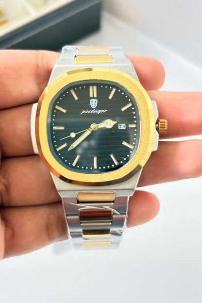 POEDAGAR 789 Wrist Watch - Gold & Silver Black