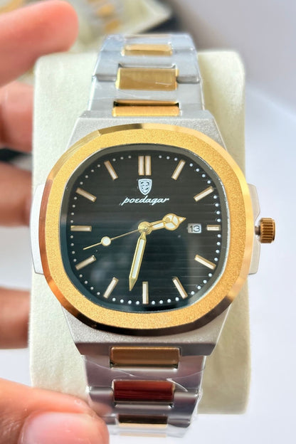 POEDAGAR 789 Wrist Watch - Gold & Silver Black