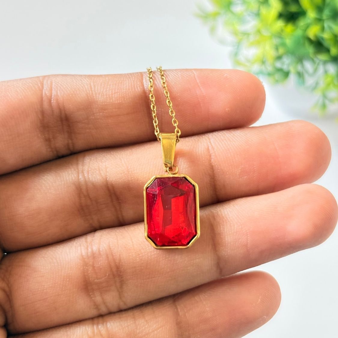 Red Gemstone Pendant Necklace