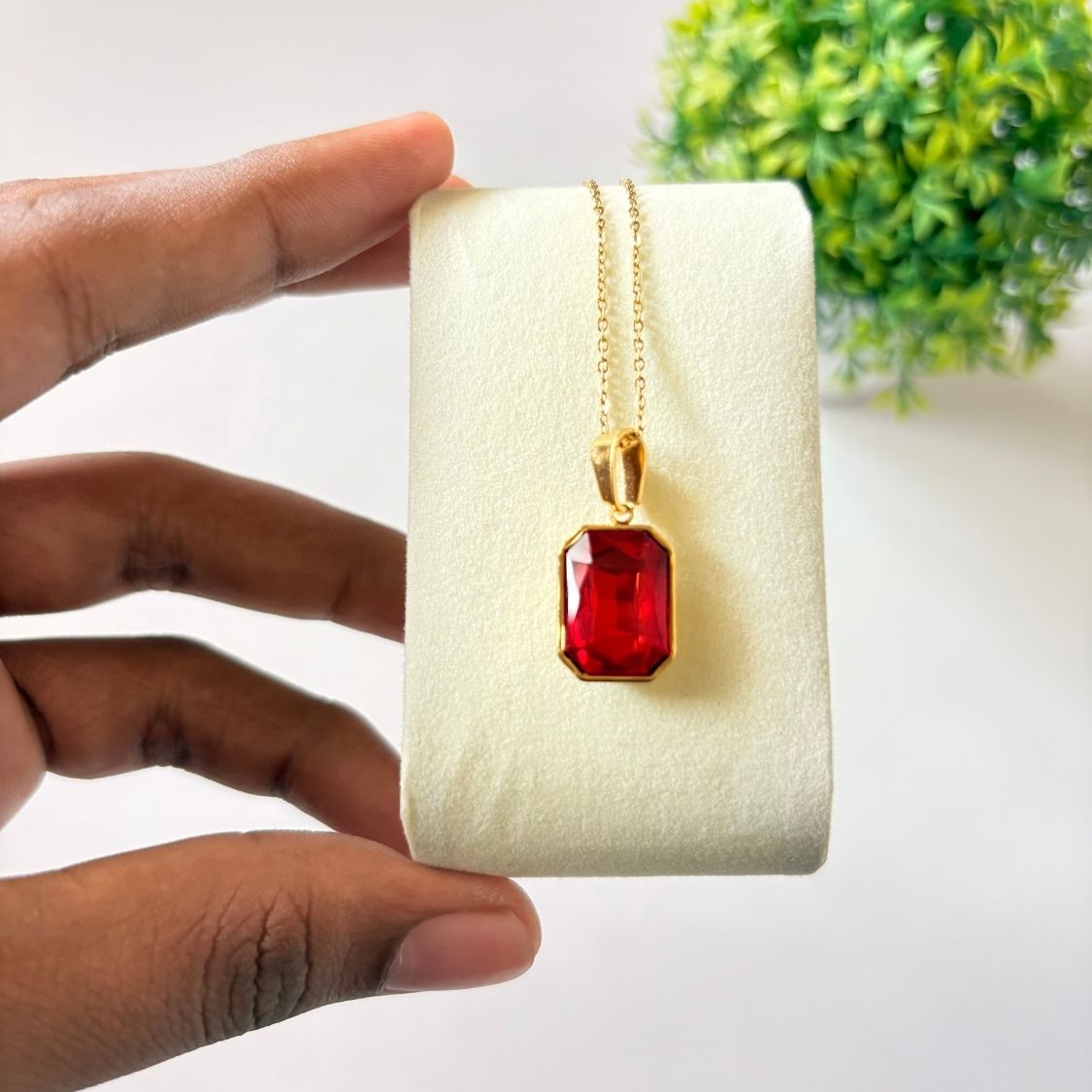 Red Gemstone Pendant Necklace