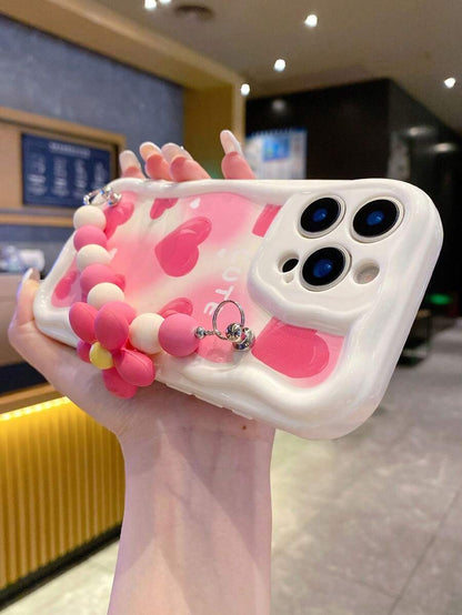 Cute Heart Beaded Anti-Slip Cord iPhone Case Shockproof Cover