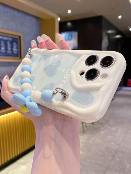 Cute Heart Beaded Anti-Slip Cord iPhone Case Shockproof Cover