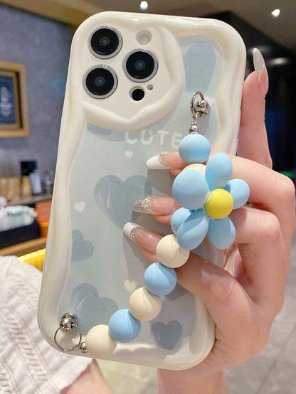 Cute Heart Beaded Anti-Slip Cord iPhone Case Shockproof Cover