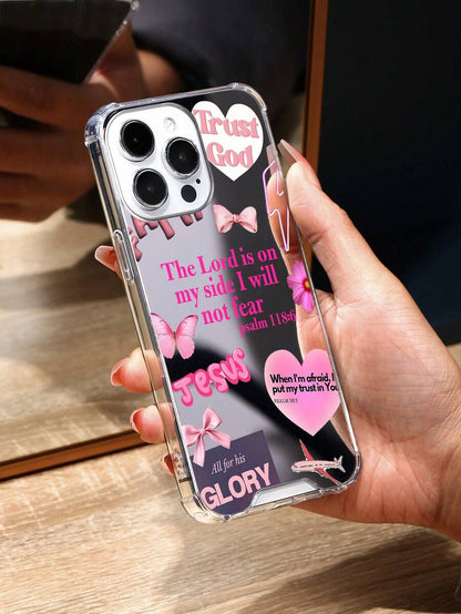 Pink Mirror God Bless iPhone Case Shockproof Fashion Cover