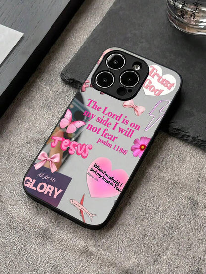Pink Mirror God Bless iPhone Case Shockproof Fashion Cover