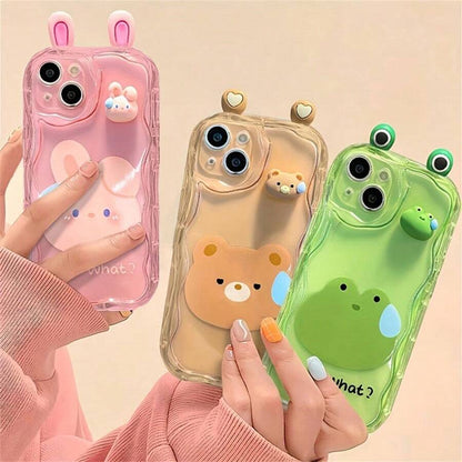 Cute Pink Rabbit Bunny Wavy iPhone Case Shockproof Cover