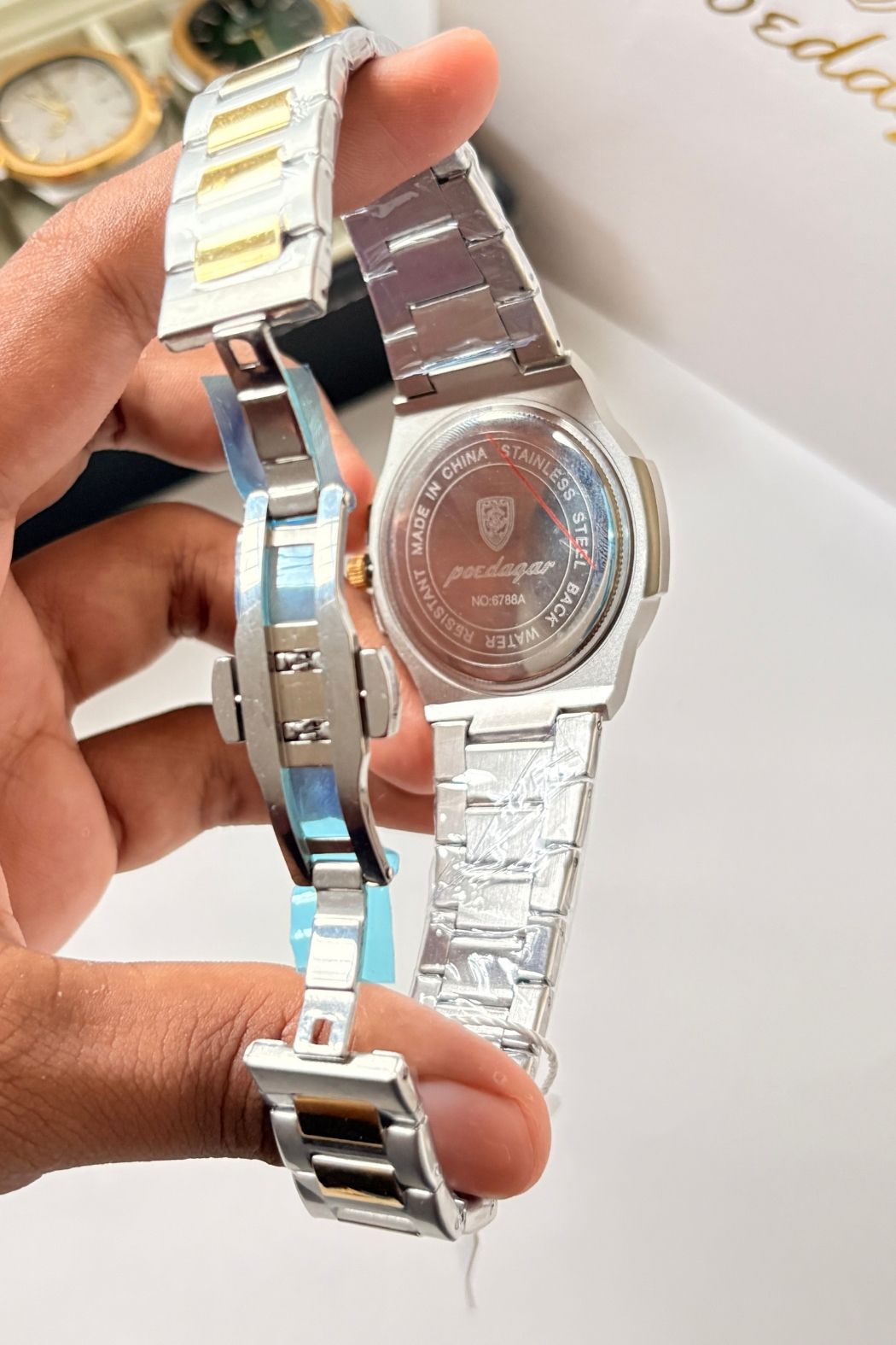 POEDAGAR 789 Wrist Watch - Gold & Silver Black