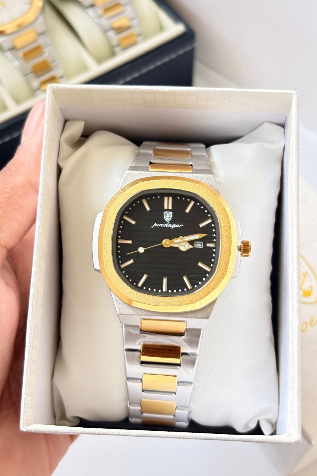 POEDAGAR 789 Wrist Watch - Gold & Silver Black