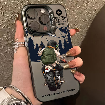 Trendy Motorcycle Pattern iPhone Case Shockproof Cover