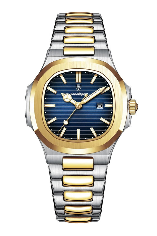POEDAGAR 789 Wrist Watch - Gold & Silver Blue