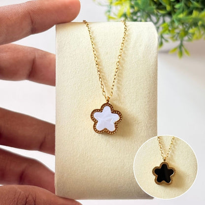 Double Color Clover Flower Pendant Necklace
