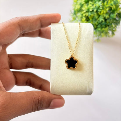 Double Color Clover Flower Pendant Necklace
