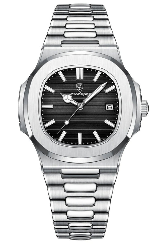 POEDAGAR 789 Wrist Watch - Silver Black