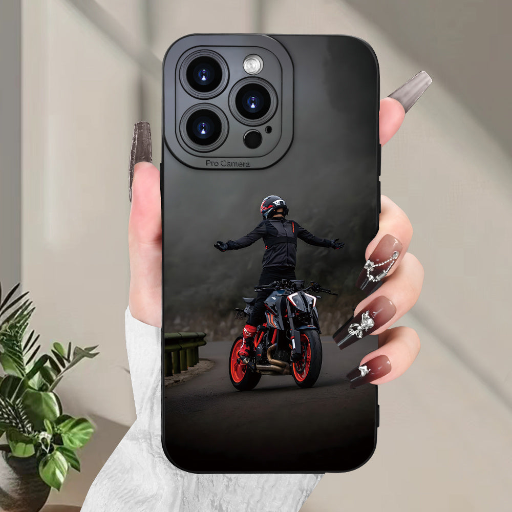 Motorcycle Boy Black Shockproof iPhone Case Creative Design Cover