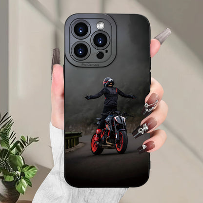 Motorcycle Boy Black Shockproof iPhone Case Creative Design Cover