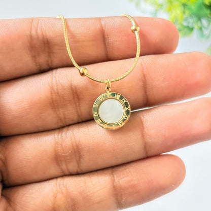 Roman Numeral Double Color Pendant Necklace