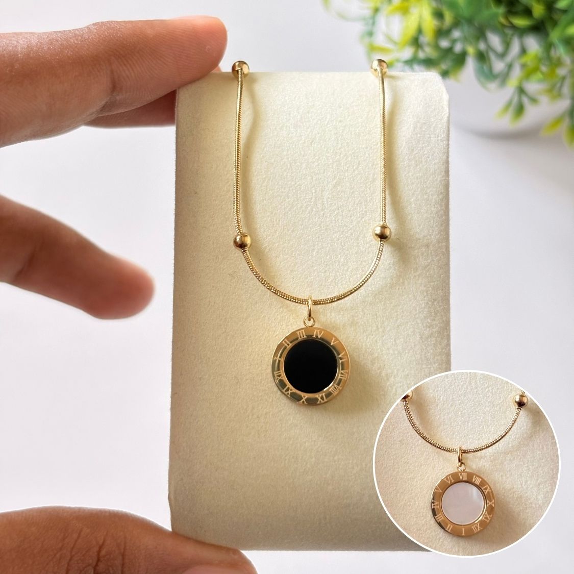 Roman Numeral Double Color Pendant Necklace