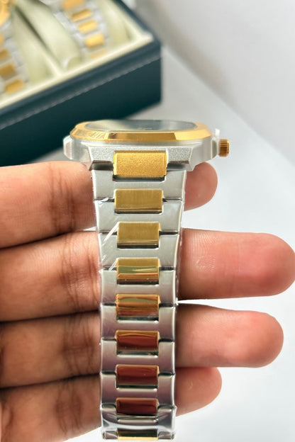 POEDAGAR 789 Wrist Watch - Gold & Silver Black