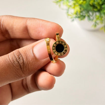Roman Numeral Black Center Ring