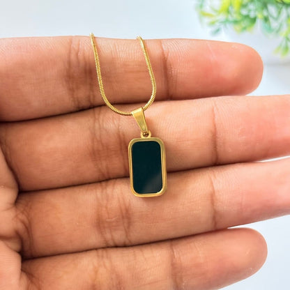 Double Color Rectangle Pendant Necklace