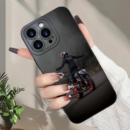 Motorcycle Boy Black Shockproof iPhone Case Creative Design Cover