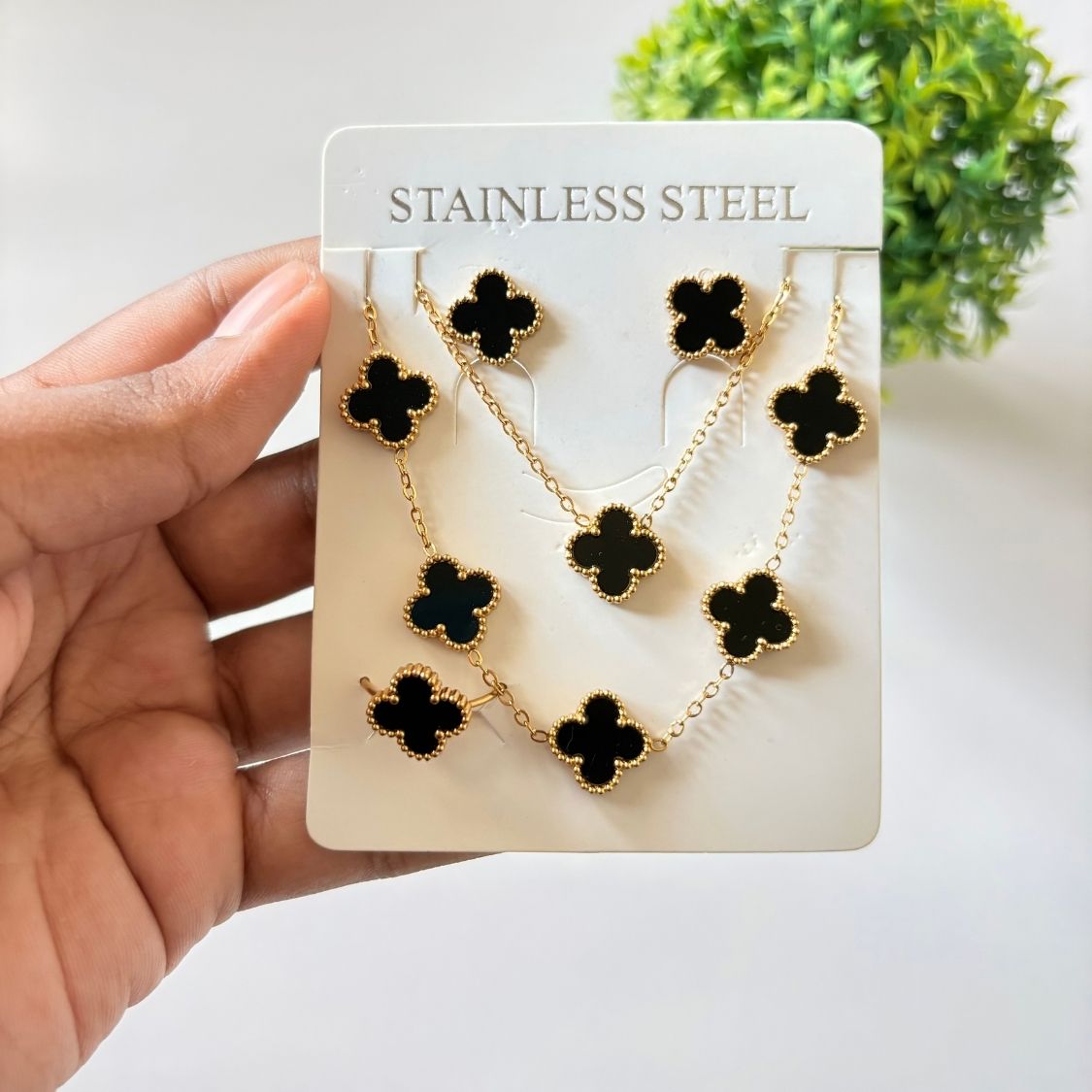Black Clover Charm Necklace