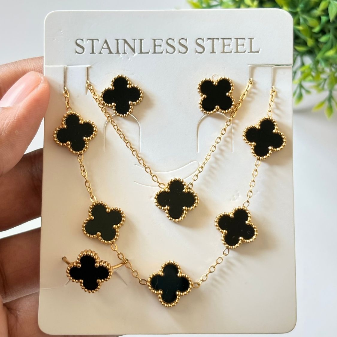 Black Clover Charm Necklace