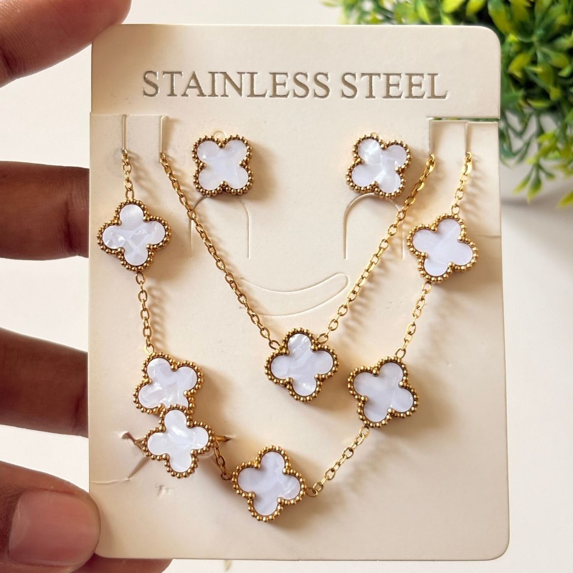 White Clover Charm Necklace