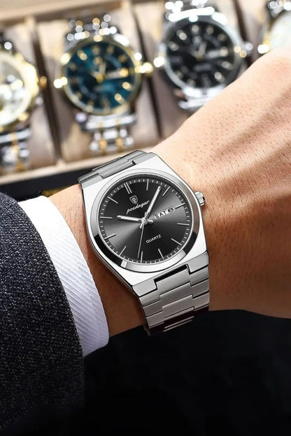 POEDAGAR 930 Wrist Watch - Silver Black