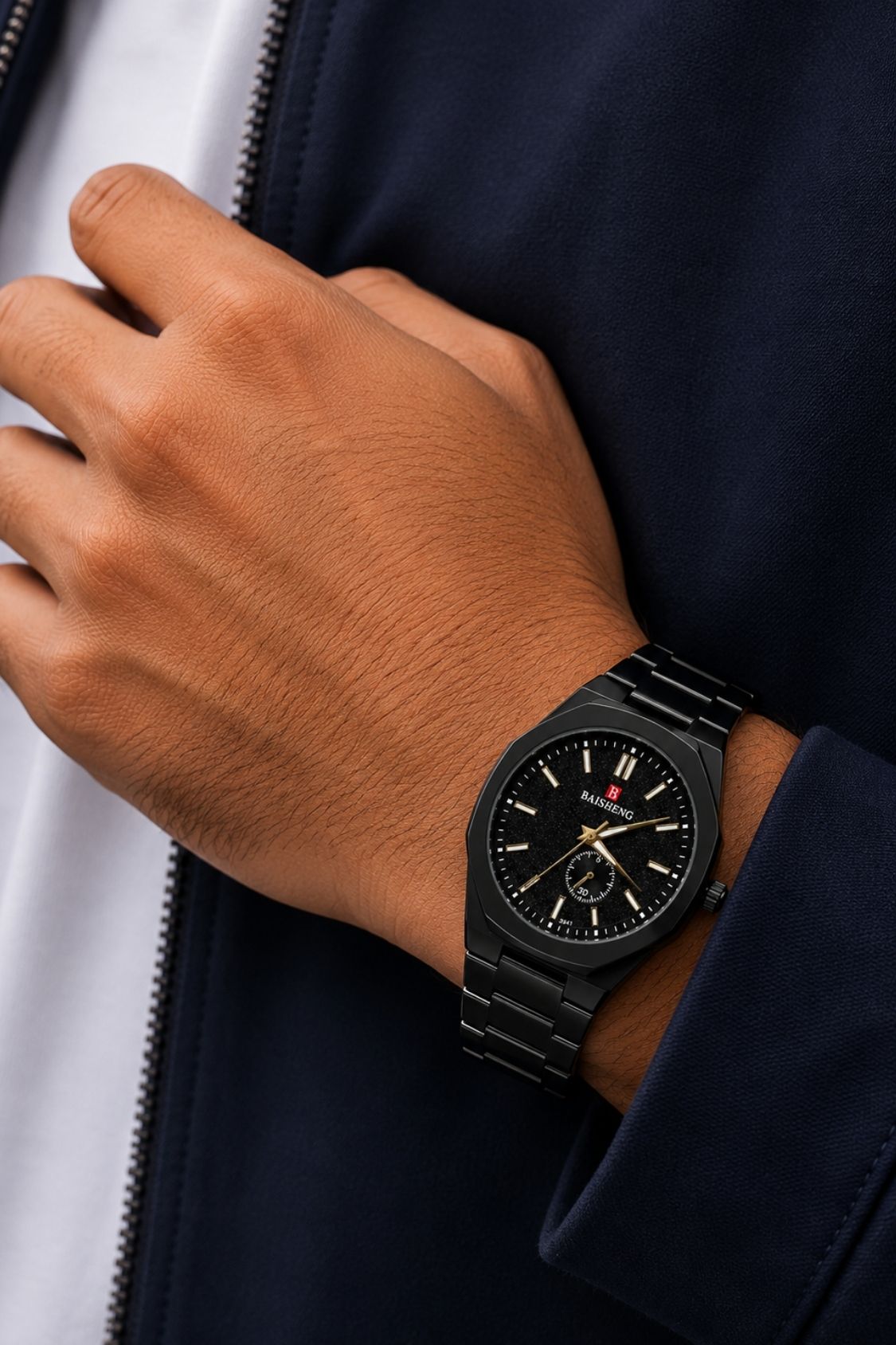 Baisheng Premium Men’s Classic Watch - Midnight Black