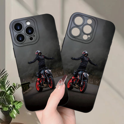 Motorcycle Boy Black Shockproof iPhone Case Creative Design Cover