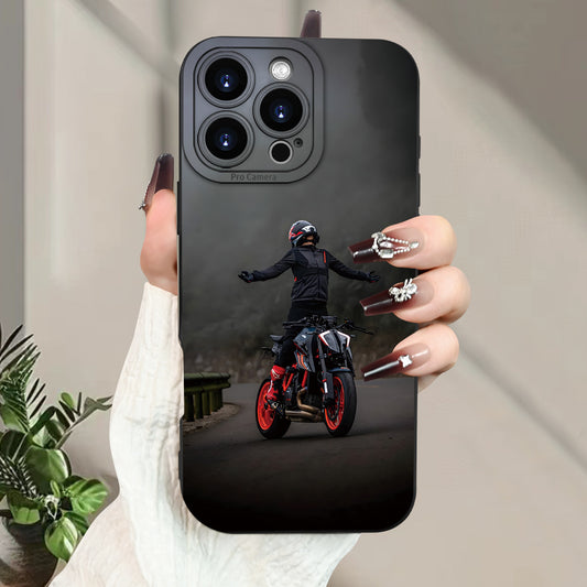 Motorcycle Boy Black Shockproof iPhone Case Creative Design Cover