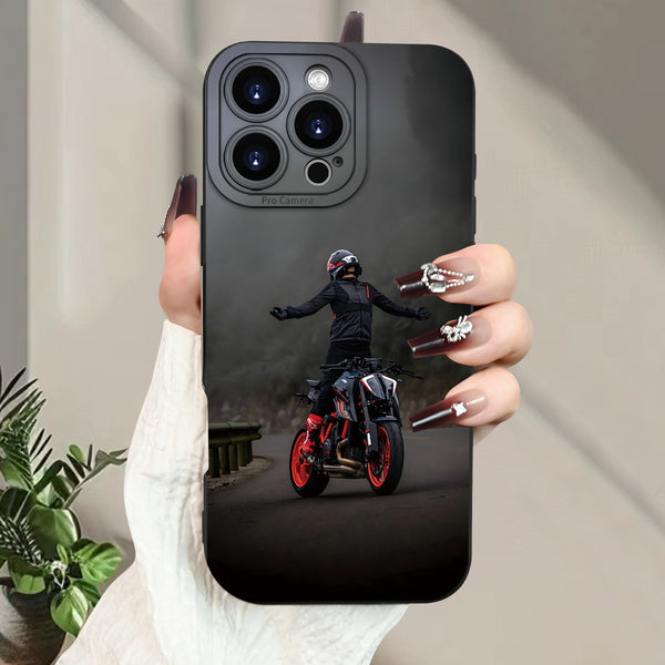 Motorcycle Boy Black Shockproof iPhone Case Creative Design Cover