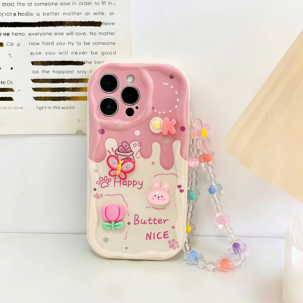 Pink Cute Pendant Chain iPhone Case Shockproof Cover