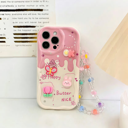 Pink Cute Pendant Chain iPhone Case Shockproof Cover