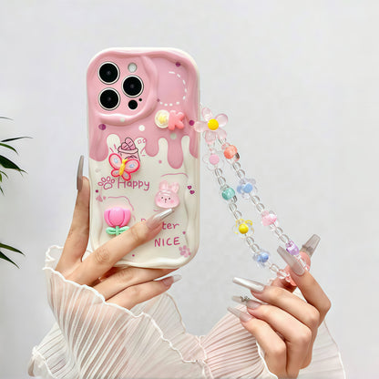 Pink Cute Pendant Chain iPhone Case Shockproof Cover