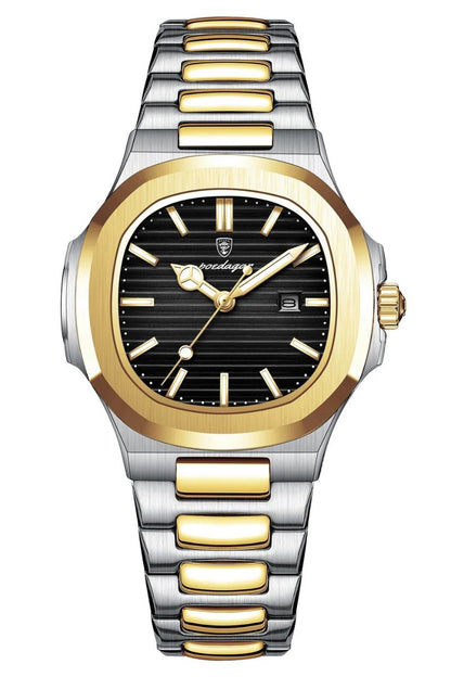 POEDAGAR 789 Wrist Watch - Gold & Silver Black