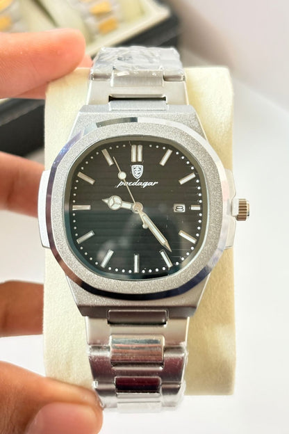 POEDAGAR 789 Wrist Watch - Silver Black