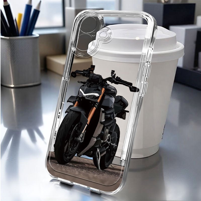 Black Motorcycle Pattern iPhone Case Shockproof TPU Cover