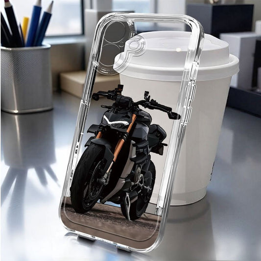 Black Motorcycle Pattern iPhone Case Shockproof TPU Cover