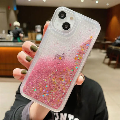 Pink Luminous Liquid Sand iPhone Case Shockproof Cover