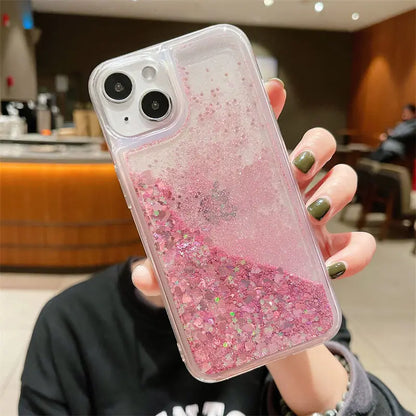 Pink Luminous Liquid Sand iPhone Case Shockproof Cover