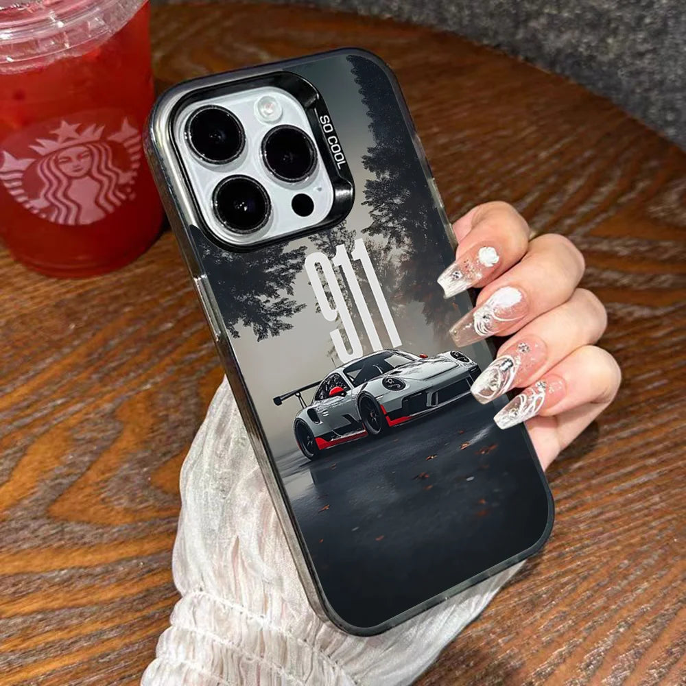 Car Style Silver Shockproof iPhone Case Protective Cover