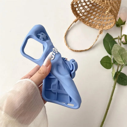 Cute 3D Stitch iPhone Case with Head Grip Soft Silicone Cover
