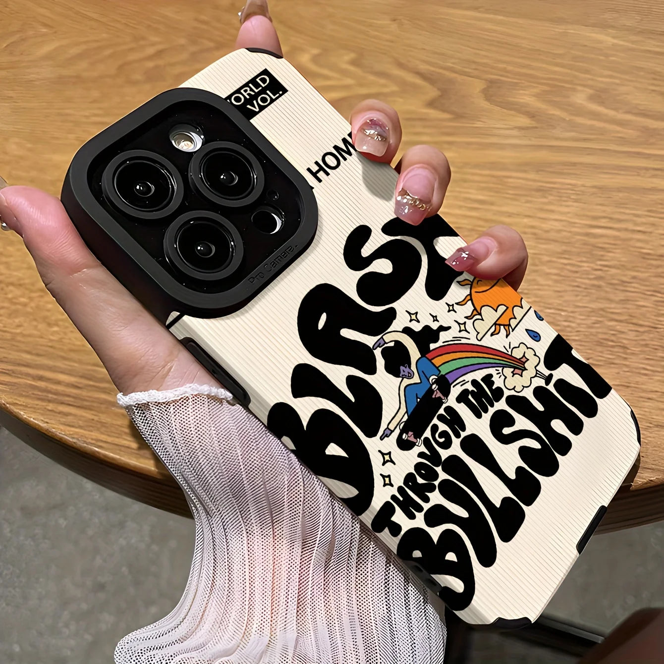 Rainbow Sun Retro iPhone Case Shockproof TPU Cover